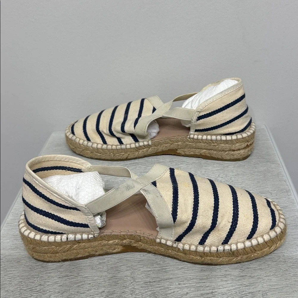 Saint James Women’s Navy and Cream Stripes Espadrilles Size 40